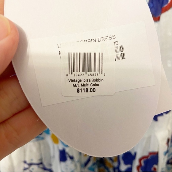 NWTs Vintage Ibiza | Bobbin Block Print Tiered 100% Cotton Babydoll Dress M/L - Picture 5 of 9